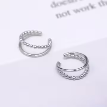 雙層簡約小圓珠×U型耳骨夾