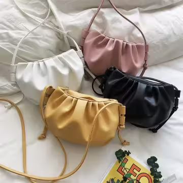 皺摺雲朵小包×皮革細繩斜背包×嫩粉