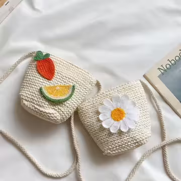 寶貝編織袋×棉繩斜背包×雛菊小白花