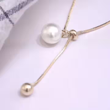 大圓珍珠×抽拉式長項鍊×共二色