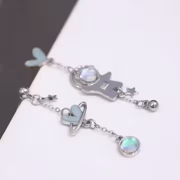 藍心小熊太空人&times;吊墜耳環