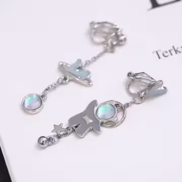 藍心小熊太空人&times;三角耳夾