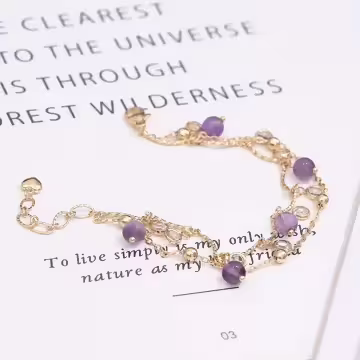 紫珠流蘇圓珠×雙層手鍊