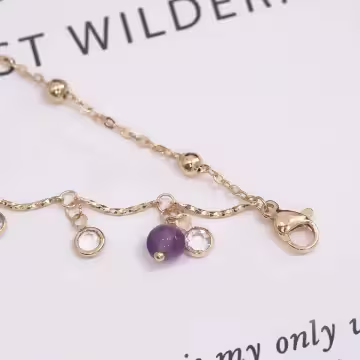 紫珠流蘇圓珠×雙層手鍊