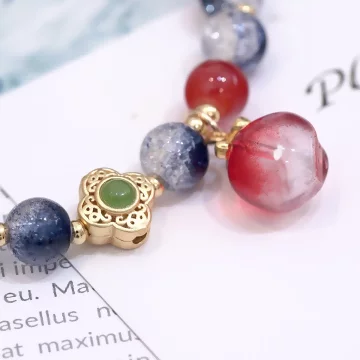 深藍爆晶糖心蜜桃×固定式串珠手鍊.avif