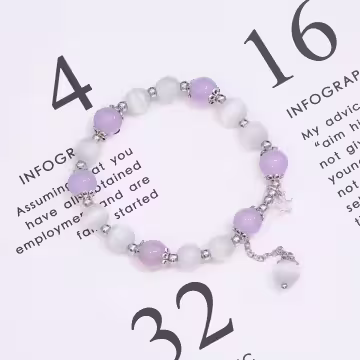 甜美粉紫系貓眼×固定式串珠手鍊×共二色