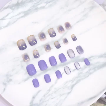 柔紫星芒月光亮面×穿戴式手指甲片×二十四入.avif