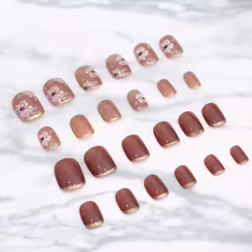 茉莉冰茶棕色亮面×穿戴式手指甲片×二十四入