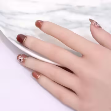 茉莉冰茶棕色亮面×穿戴式手指甲片×二十四入
