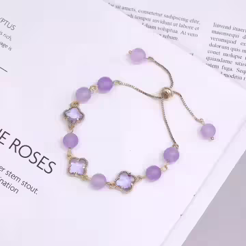 琉璃四葉草晶珠×調節手鍊×共二色