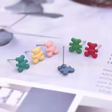 彩色小熊×單邊六套件耳環組