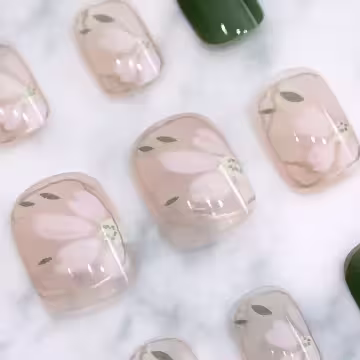 夏日山茶花亮面×穿戴式手指甲片×二十四入