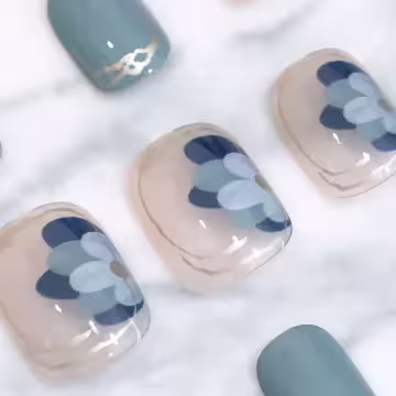 冰藍山茶花亮面×穿戴式手指甲片×二十四入