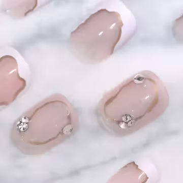 粉光金邊璀璨亮面×穿戴式手指甲片×二十四入