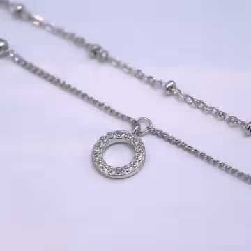 雙層幾何圓形晶鑽×腳鍊