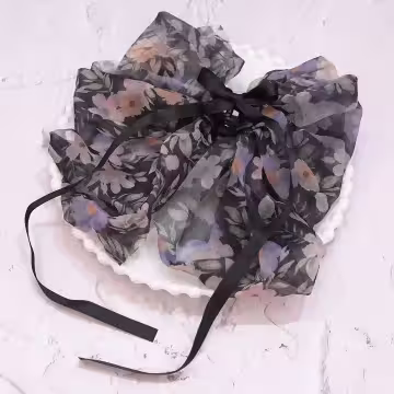 雪紡碎花蝴蝶結×抓夾髮夾×共四色