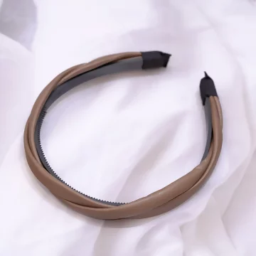 皮革旋轉扭結×髮箍×共三色.avif