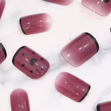 黑莓法式蝴蝶結亮面×穿戴式手指甲片×二十四入