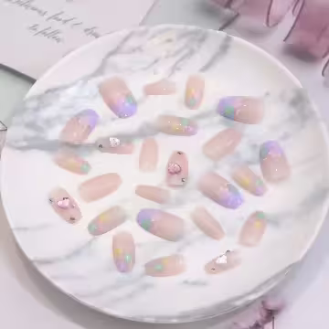 夏日多巴胺愛心亮面×穿戴式手指甲片×二十四入