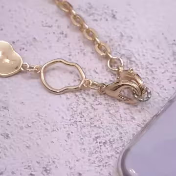 個性金屬貝殼×手機斜背雙勾掛繩×金色