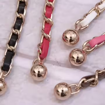 小香風鍊條皮革×手機斜背雙勾掛繩×白色