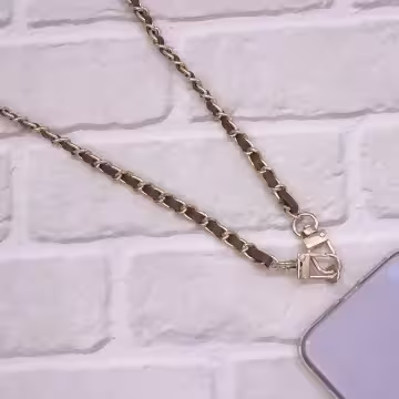 小香風鍊條皮革×手機斜背雙勾掛繩×咖啡