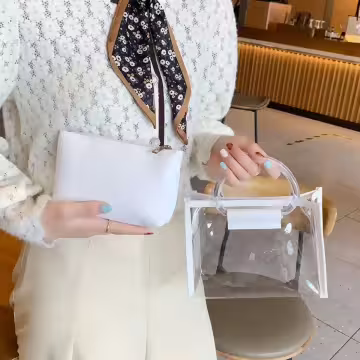 雙層可拆透明提把×鍊條斜背包×粉紅