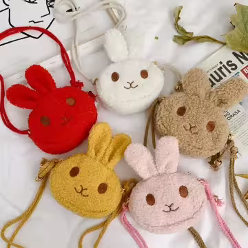 絨毛兔寶寶×棉繩斜背包×棕咖