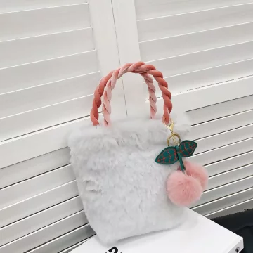 莫蘭迪絨毛小手提×手提袋×白色.avif