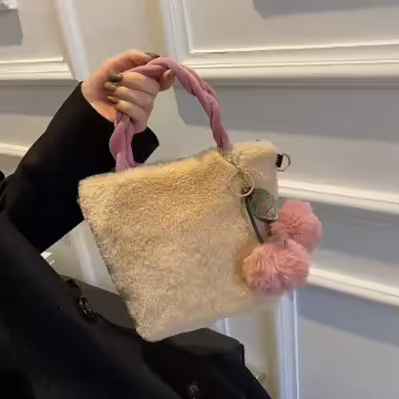 毛絨櫻桃小拎包×鍊條斜背包×棕咖