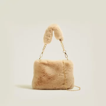 手提小巧毛絨絨×鍊條斜背包×卡其.avif