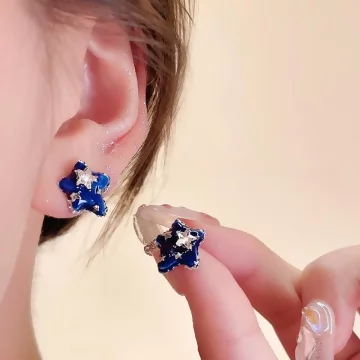 寶藍閃鑽星星×耳環.avif