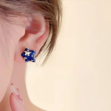 寶藍閃鑽星星×蚊香盤U型耳夾.avif