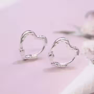 925銀針&times;肌理紋愛心&times;耳扣