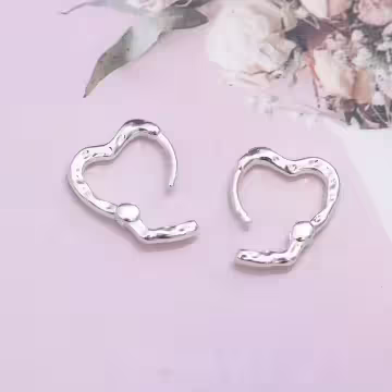 925銀針&times;肌理紋愛心&times;耳扣