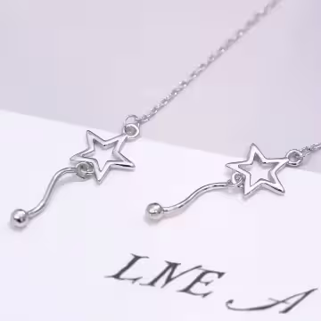 925銀針×星星流蘇小豆×耳線