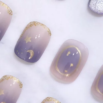 紫色浪漫星月亮面×穿戴式手指甲片×二十四入.avif