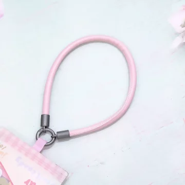 單色簡約皮革×手機腕帶掛繩×粉紅.avif