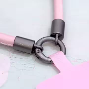 單色簡約皮革×手機腕帶掛繩×粉紅