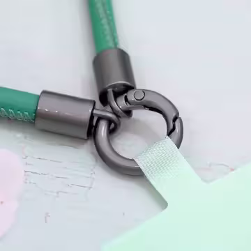 單色簡約皮革×手機腕帶掛繩×綠色