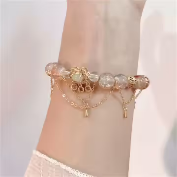 橘金長命鎖喵喵×固定式串珠手鍊