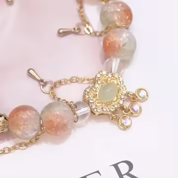 橘金長命鎖喵喵×固定式串珠手鍊