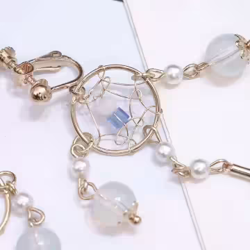 藍羽毛捕夢網×螺旋耳夾