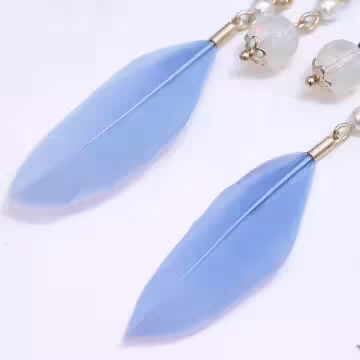 藍羽毛捕夢網×螺旋耳夾