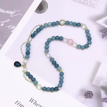 蔚藍水滴琉璃×雙層串珠手鍊.avif