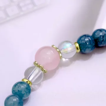 蔚藍水滴琉璃×雙層串珠手鍊.avif