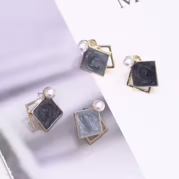 斜方暈藍珍珠&times;耳環