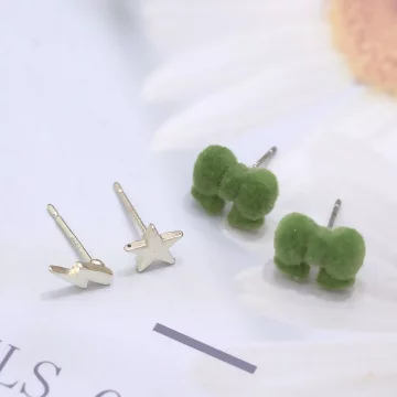 絨毛呆萌小怪獸×三套件耳環組×綠色.avif