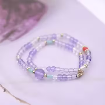 淡紫彩珠雙層×固定式串珠手鍊 