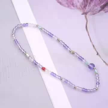 淡紫彩珠雙層×固定式串珠手鍊 